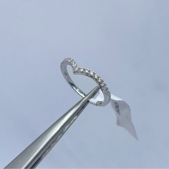 Moissanite Diamond V Shaped Band Ring Anniversary Wedding Stacking 925 18K Gold - Picture 3 of 5